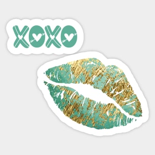 Turquoise and Gold Lips Sticker